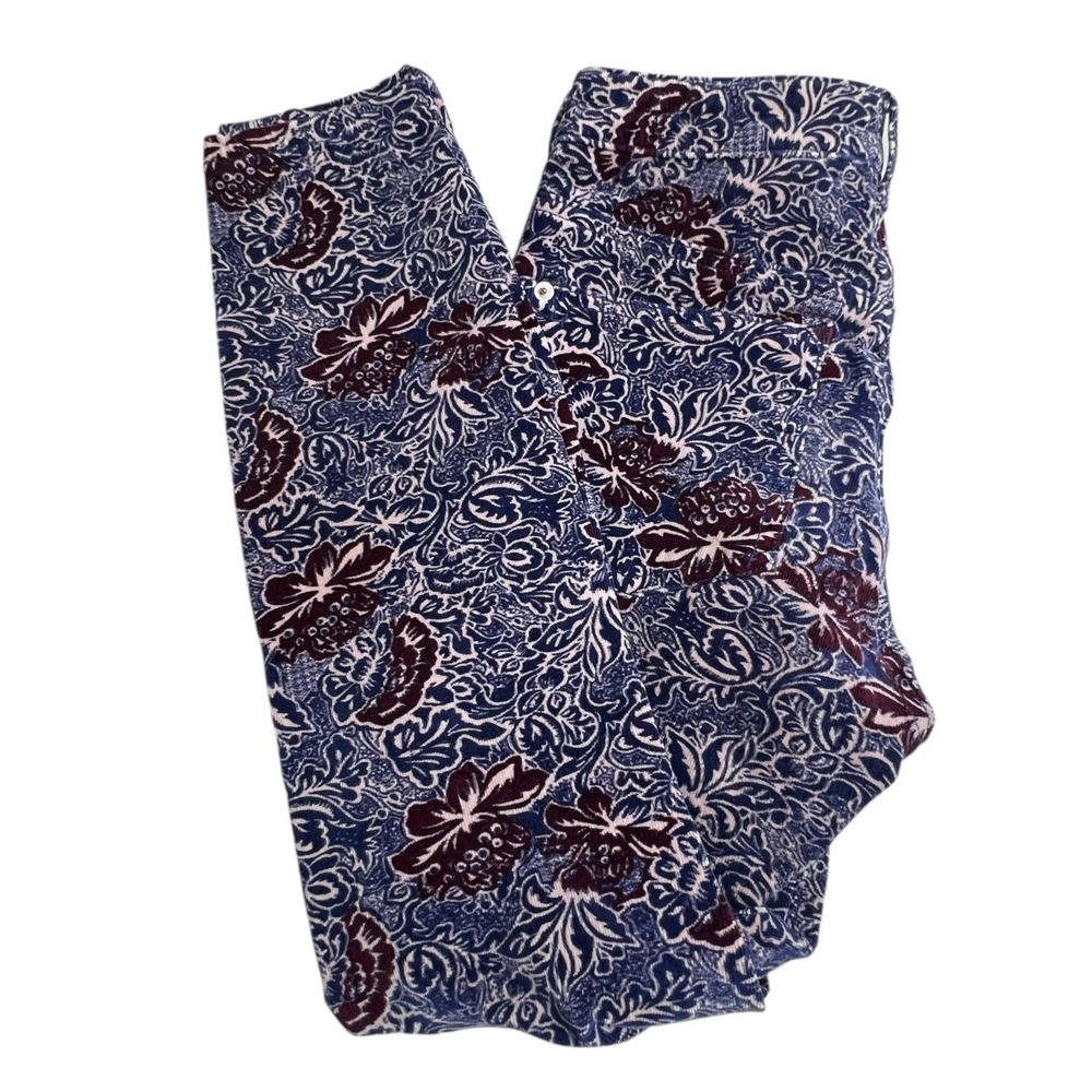 Pilcro Anthropologie Women 27 Multicolor Paisley Corduroy Skinny Pant Button Fly